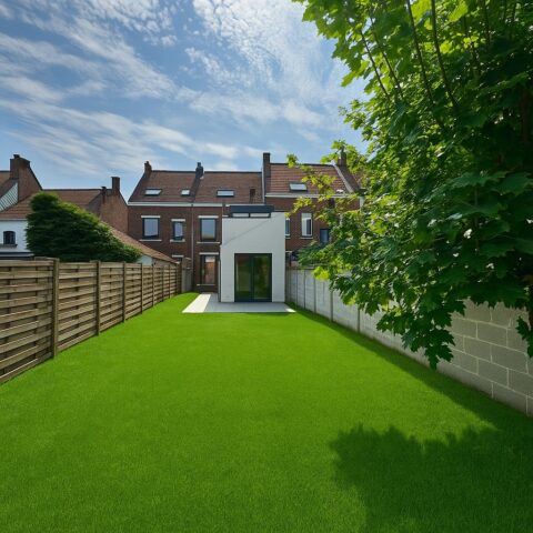 Zonnige Achtertuin Met Moderne Uitbreiding